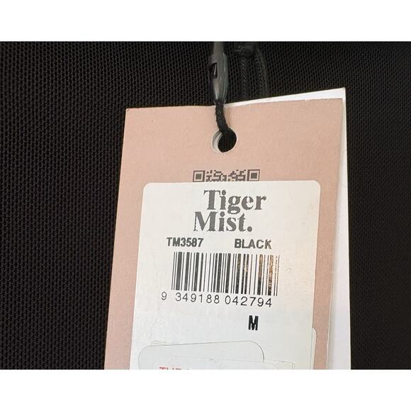 Tiger Mist Women's Medium Black Mesh Mock-Neck Long-Sleeve Party Mini Dress - Picture 4 of 4